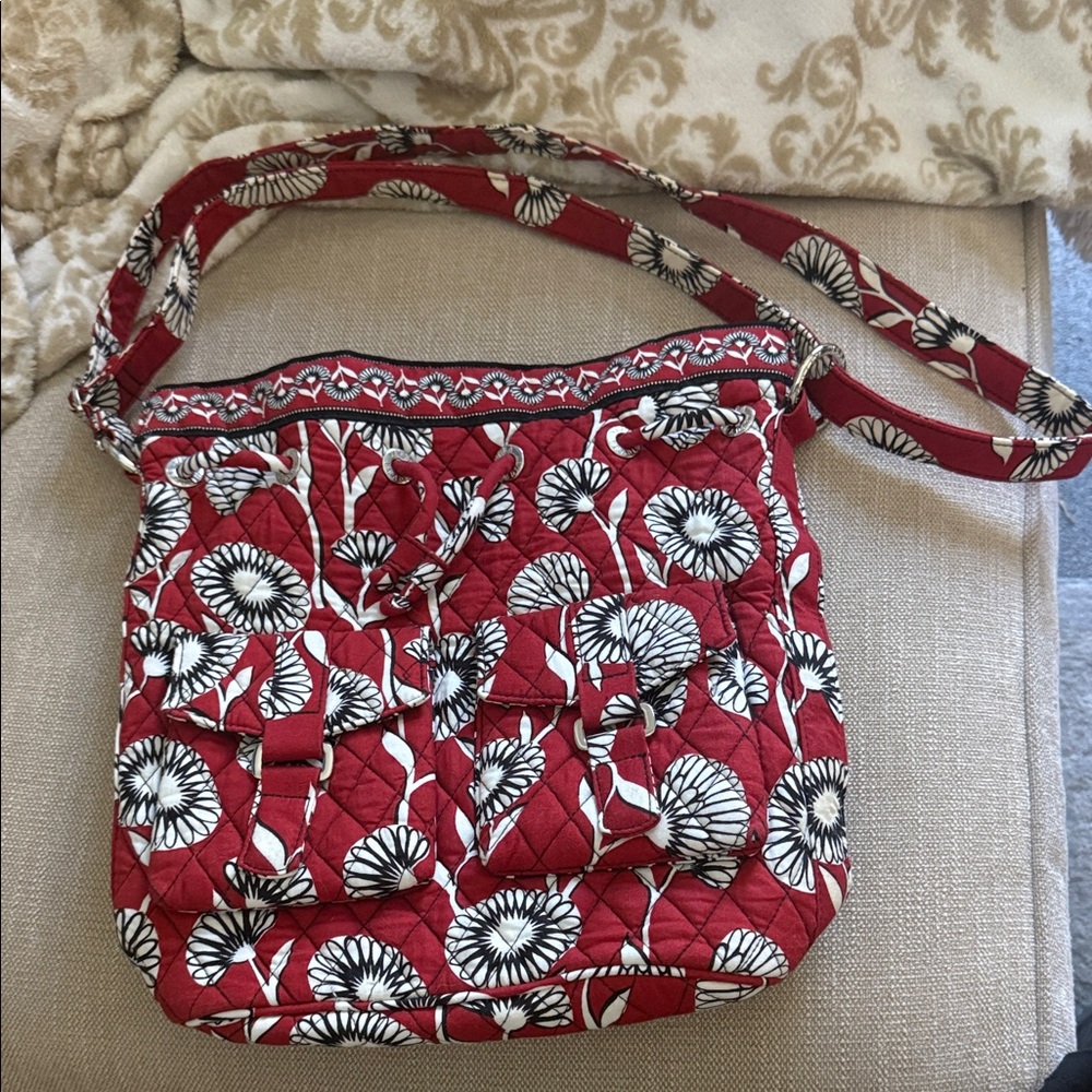 Vera Bradley Red Quilted Floral Crossbody Bag